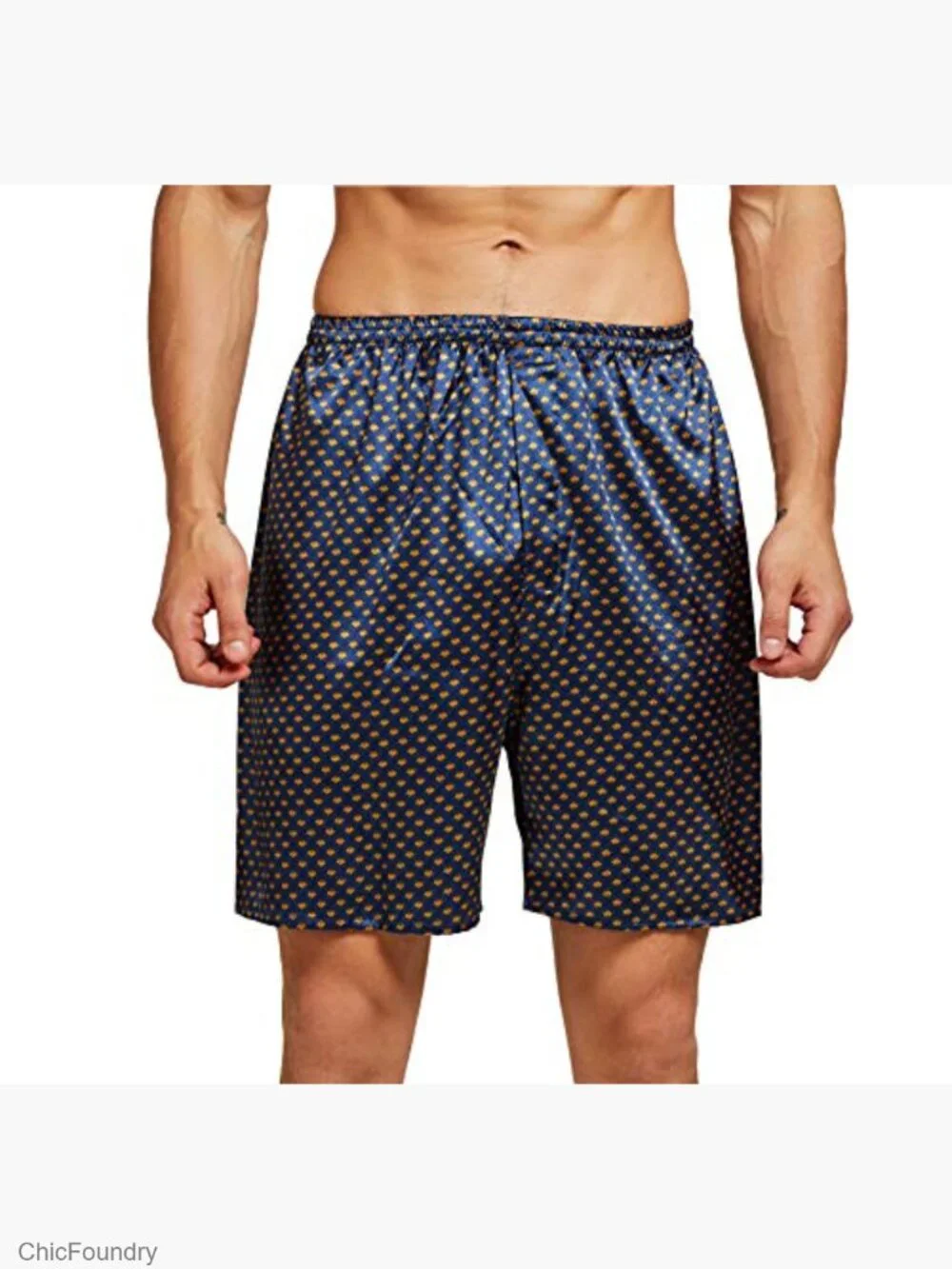 Men's Short Sleeve Satin Pajama Set with Shorts 2-Piece Button Top
